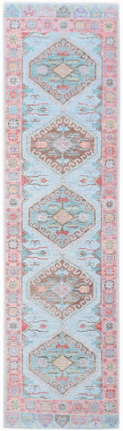 Handwoven Transitional Oushak Hallway Runner | 373 x 88 cm | 12'3" x 2'11" - Najaf Rugs & Textile