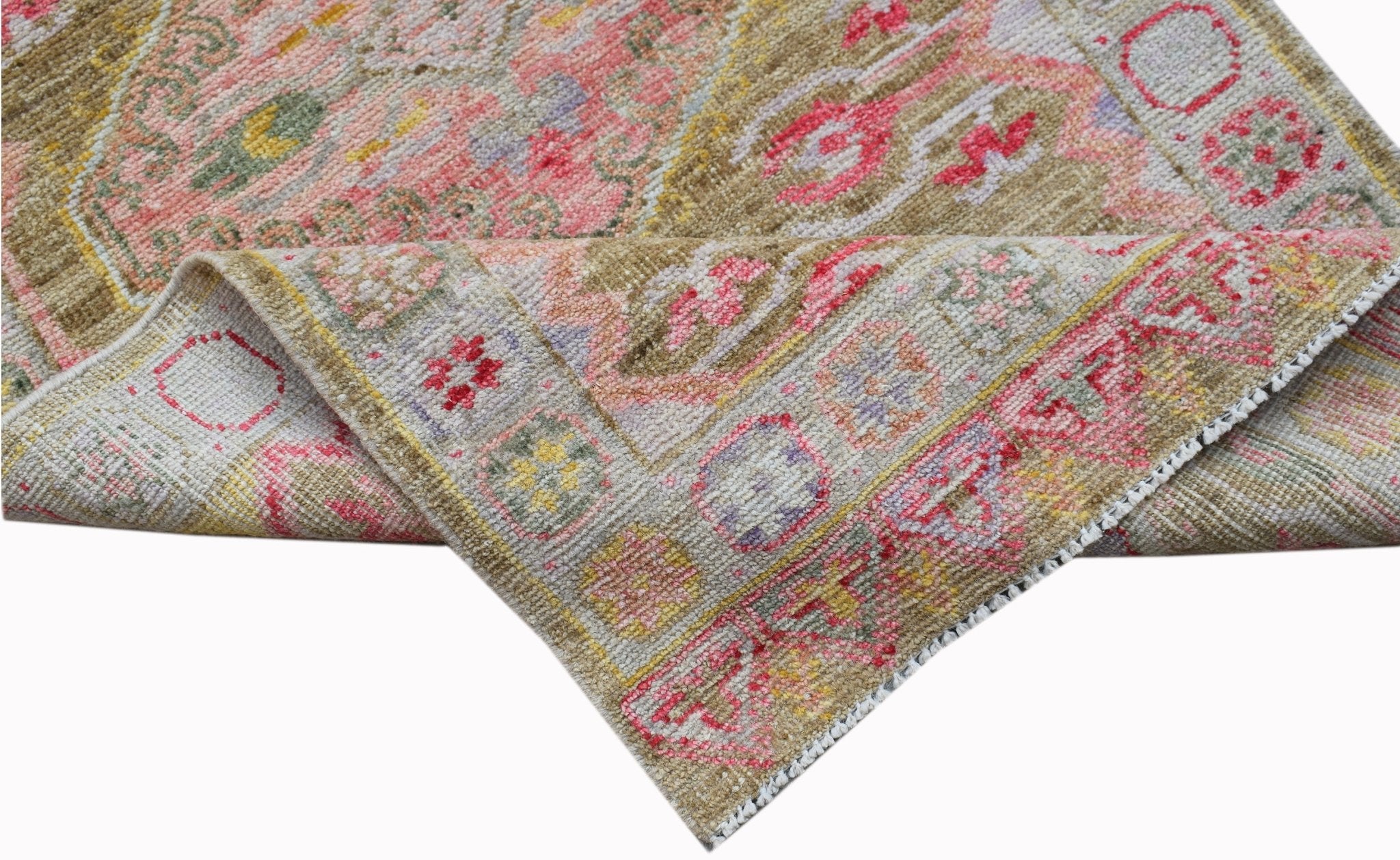 Handwoven Transitional Oushak Hallway Runner | 382 x 75 cm | 12'6" x 2'6" - Najaf Rugs & Textile