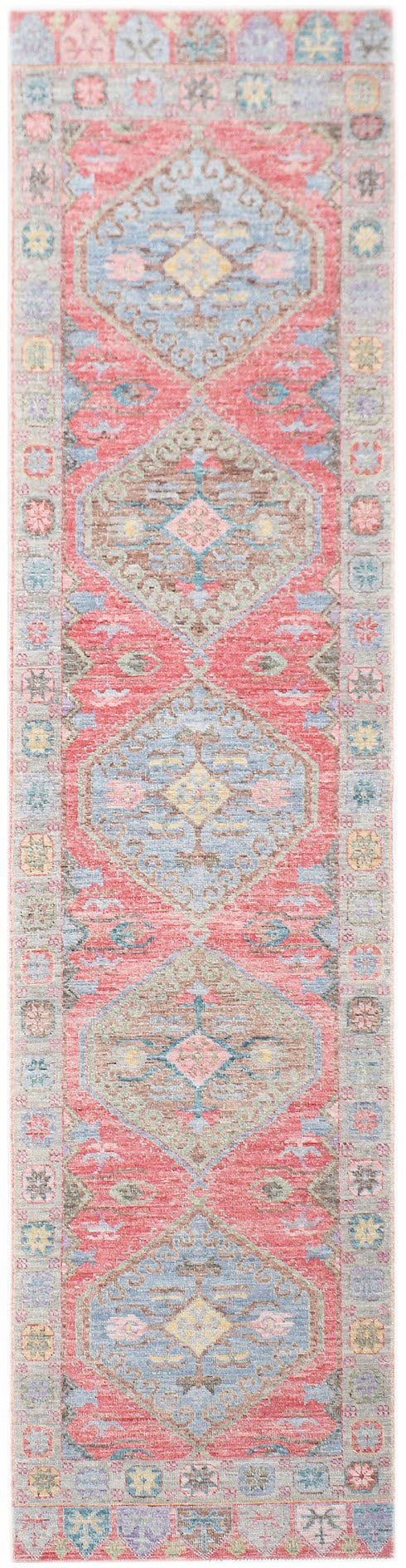 Handwoven Transitional Oushak Hallway Runner | 392 x 86 cm | 12'11" x 2'10" - Najaf Rugs & Textile