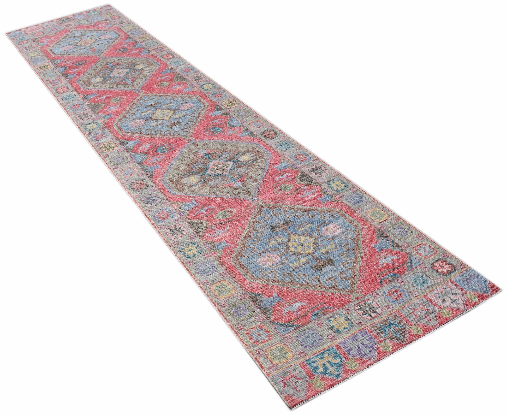 Handwoven Transitional Oushak Hallway Runner | 394 x 89 cm | 12'11" x 2'11" - Najaf Rugs & Textile