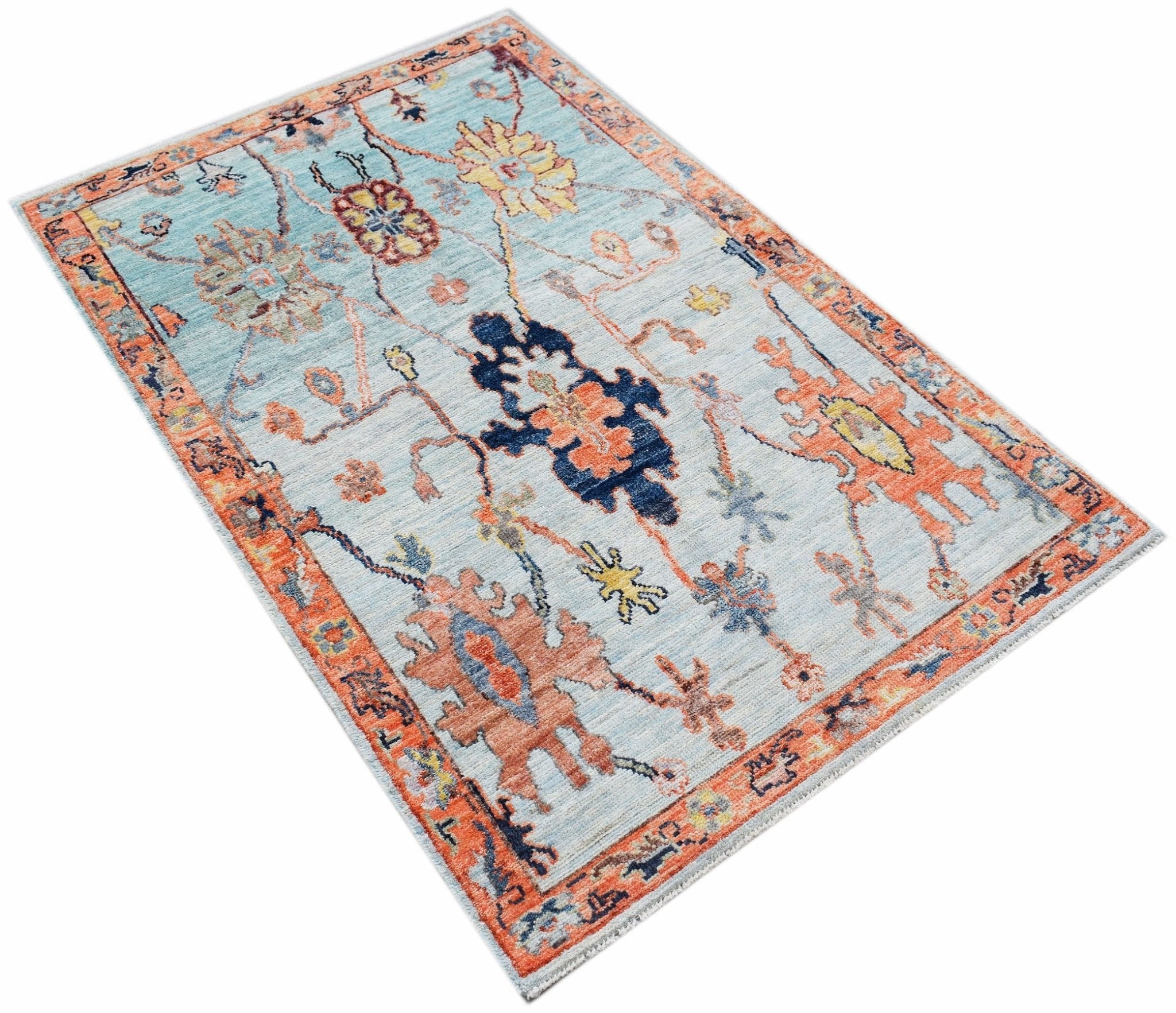 Handwoven Transitional Oushak Rug | 153 x 98 cm | 5' x 3'3" - Najaf Rugs & Textile