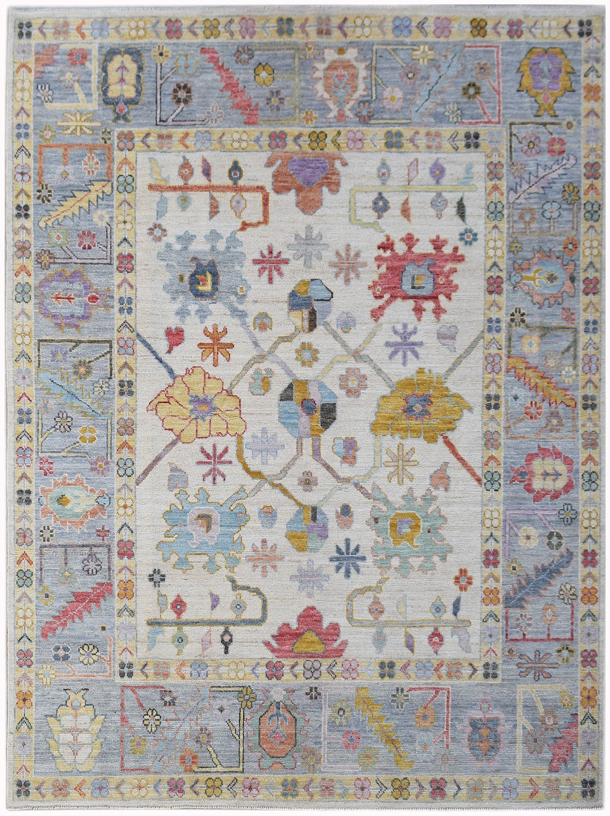 Handwoven Transitional Oushak Rug | 252 x 194 cm | 8'3" x 6'4" - Najaf Rugs & Textile