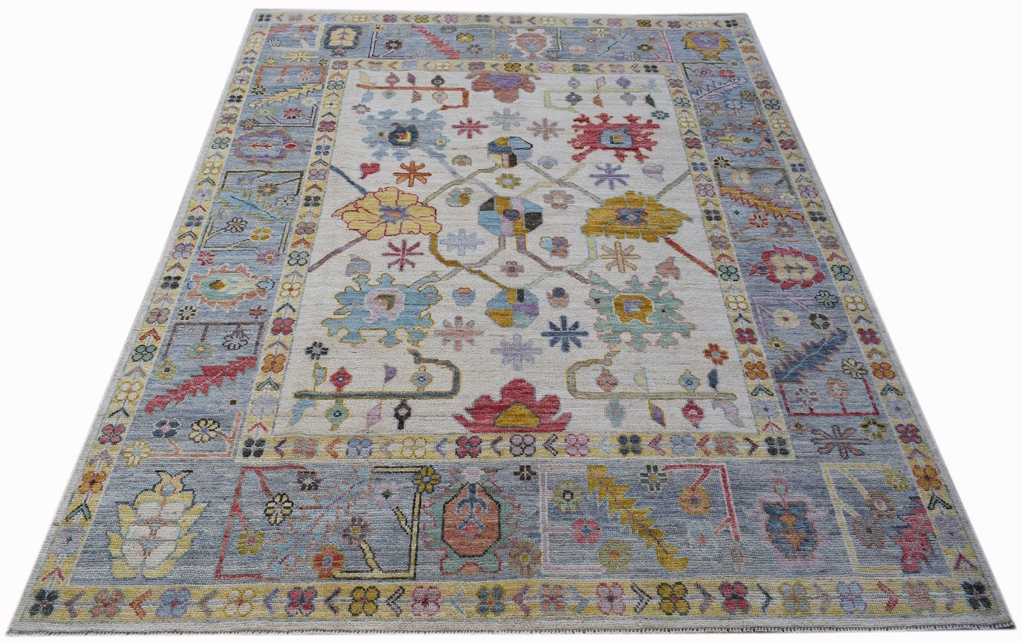 Handwoven Transitional Oushak Rug | 252 x 194 cm | 8'3" x 6'4" - Najaf Rugs & Textile