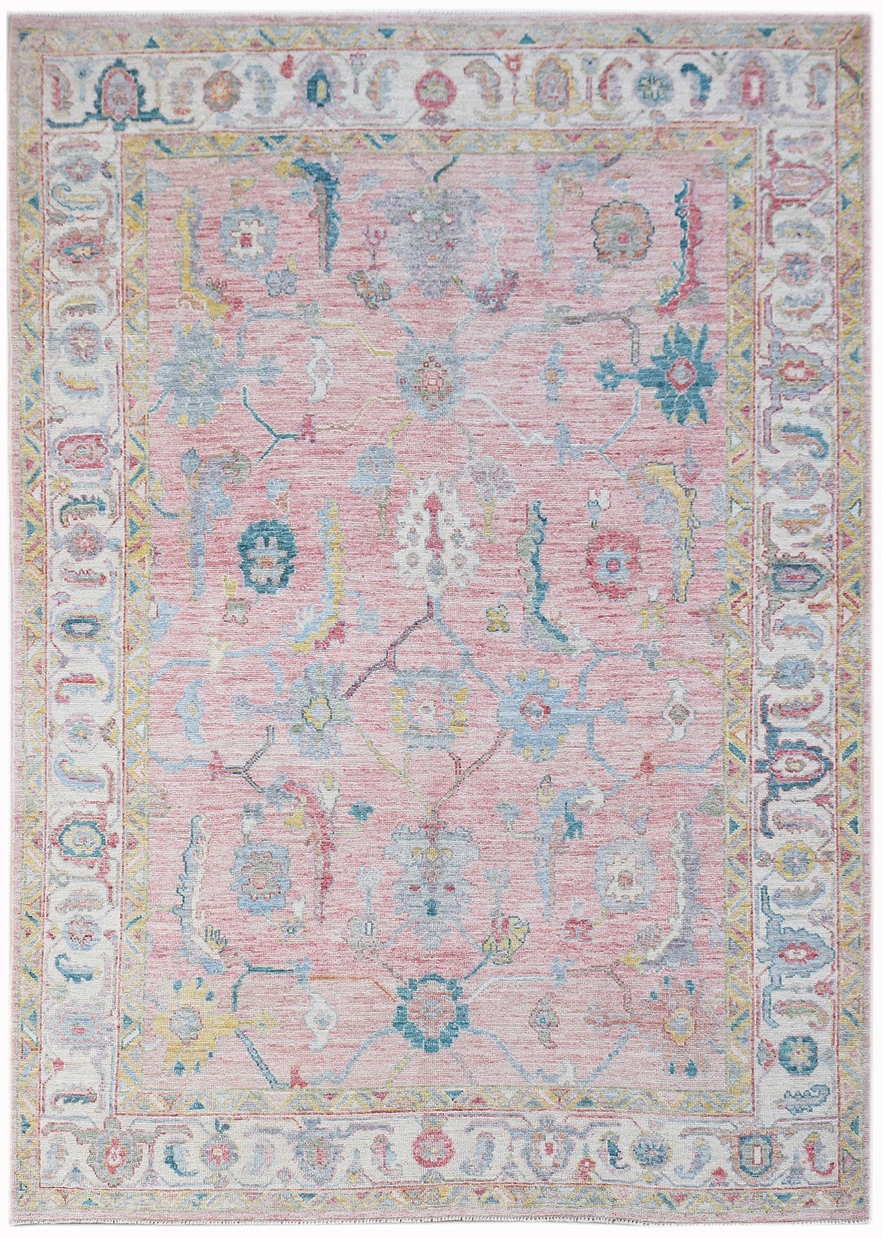 Handwoven Transitional Oushak Rug | 259 x 174 cm | 8'6" x 5'9" - Najaf Rugs & Textile