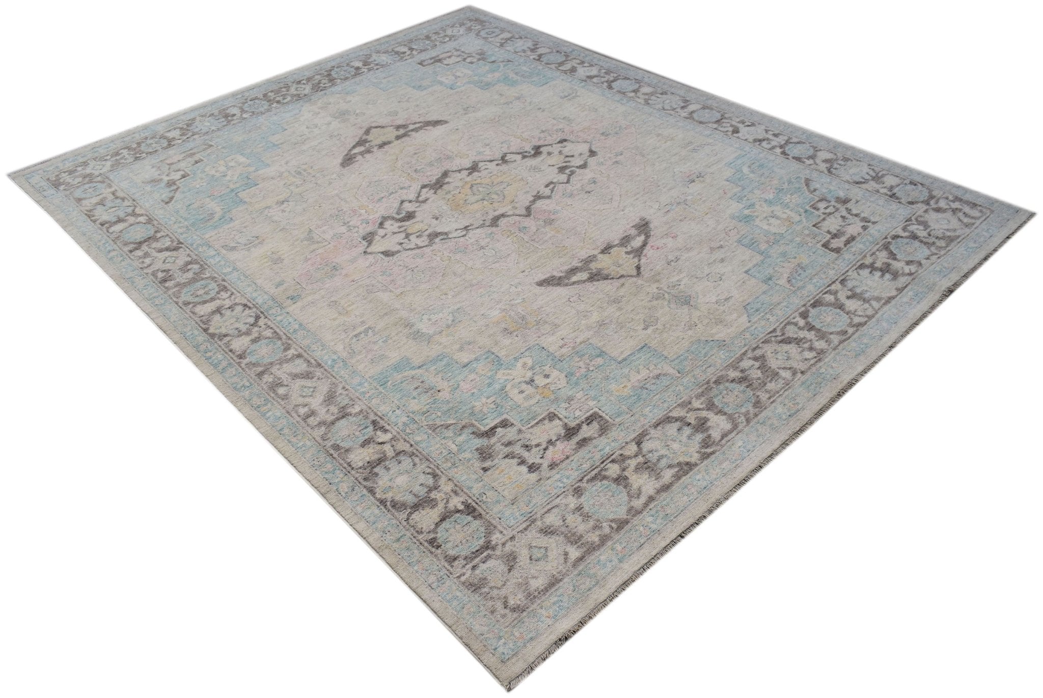 Handwoven Transitional Oushak Rug | 294 x 244 cm | 9'9" x 8' - Najaf Rugs & Textile