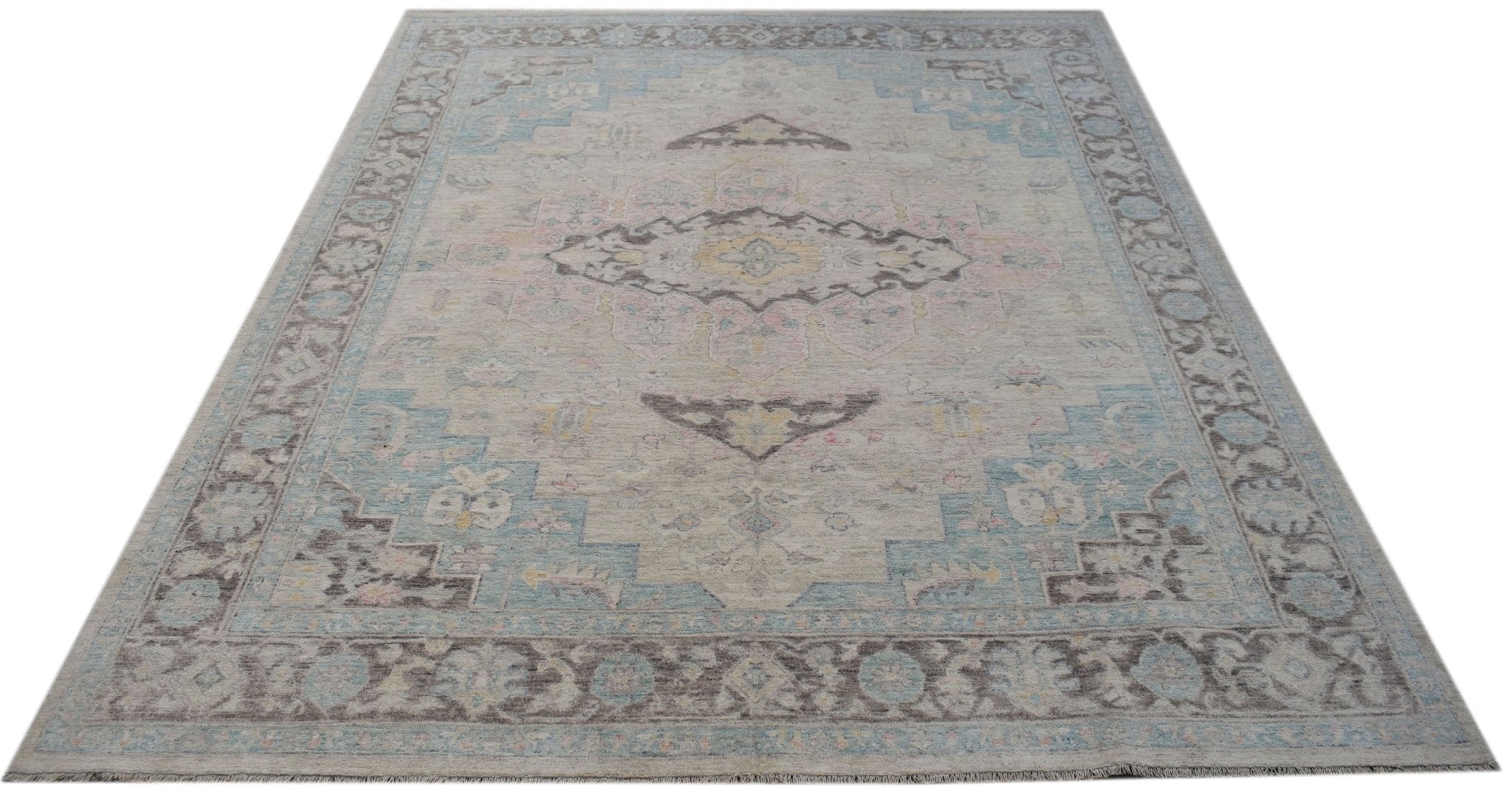 Handwoven Transitional Oushak Rug | 294 x 244 cm | 9'9" x 8' - Najaf Rugs & Textile