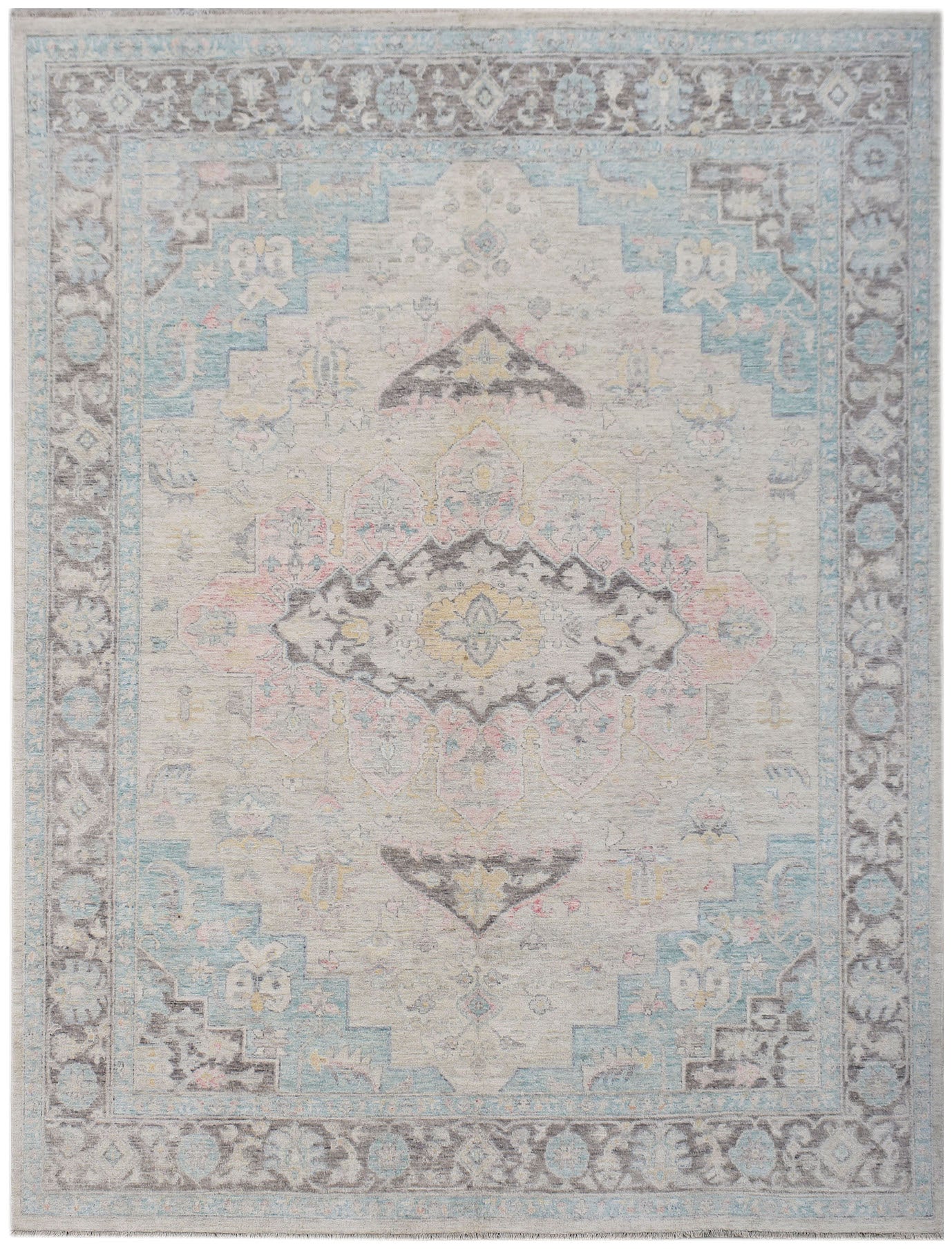 Handwoven Transitional Oushak Rug | 294 x 244 cm | 9'9" x 8' - Najaf Rugs & Textile