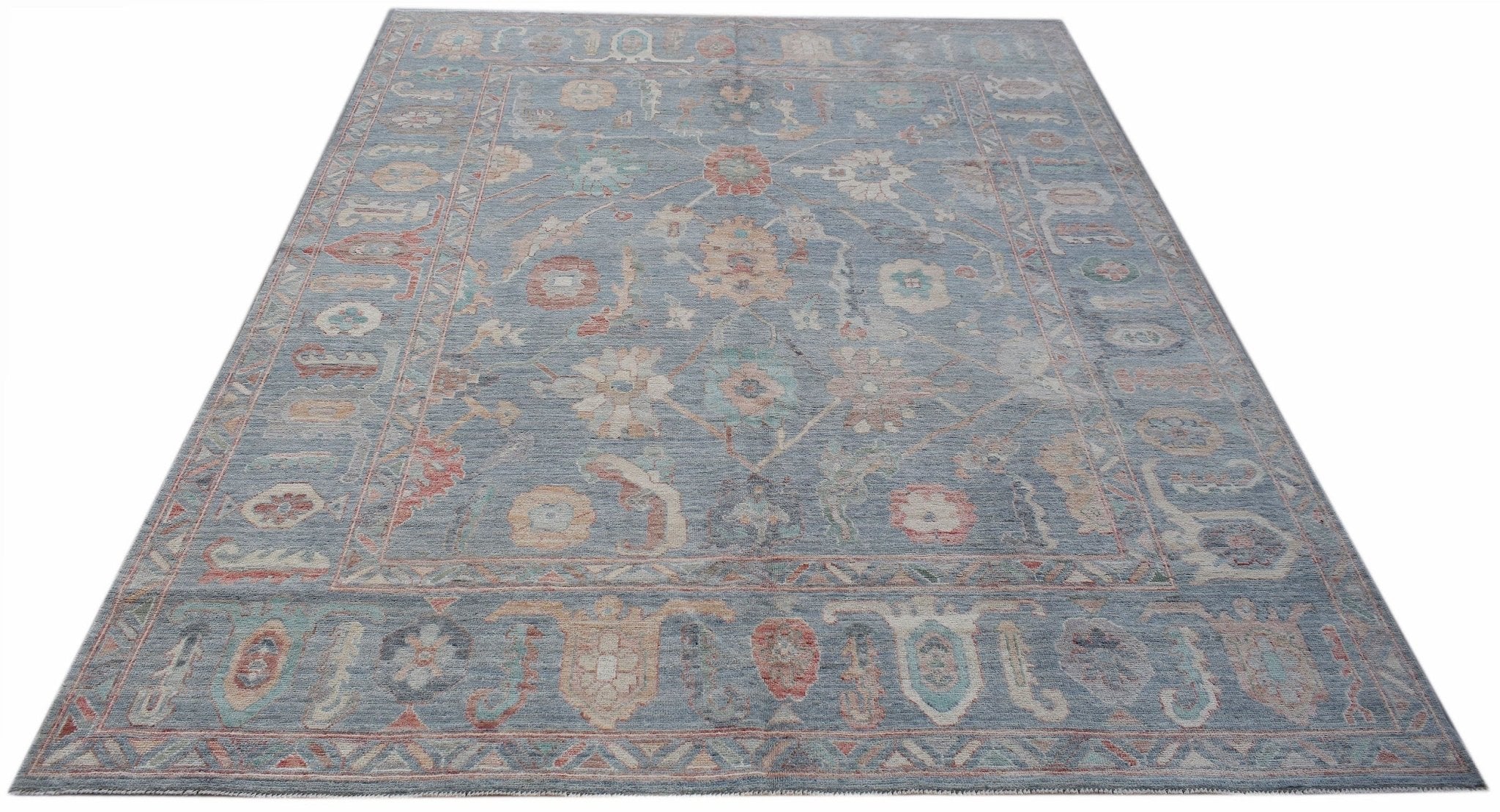 Handwoven Transitional Oushak Rug | 302 x 245 cm | 9'11" x 8'1" - Najaf Rugs & Textile