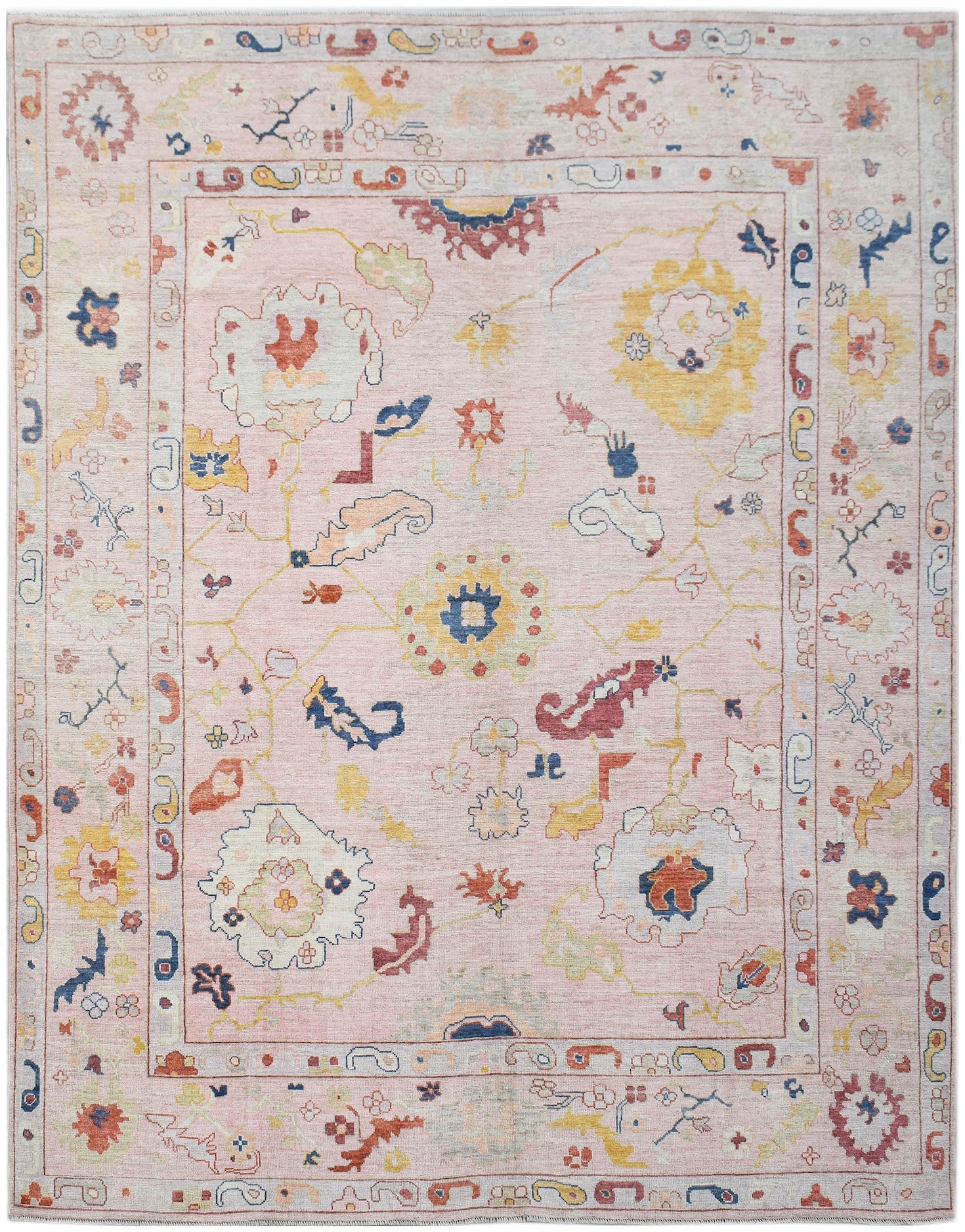 Handwoven Transitional Oushak Rug | 360 x 282 cm | 11'10" x 9'3" - Najaf Rugs & Textile