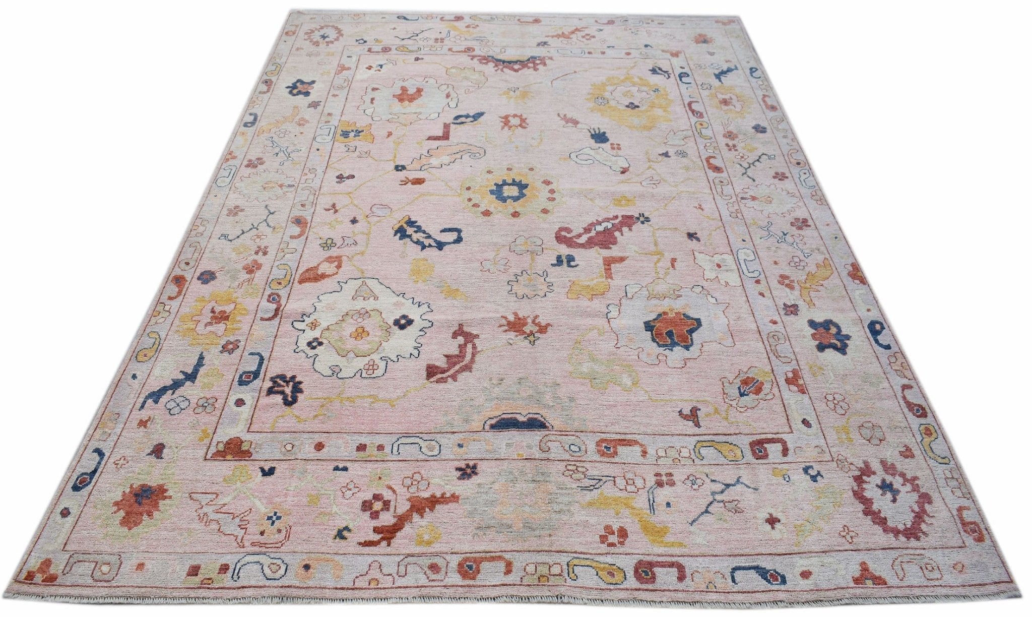 Handwoven Transitional Oushak Rug | 360 x 282 cm | 11'10" x 9'3" - Najaf Rugs & Textile