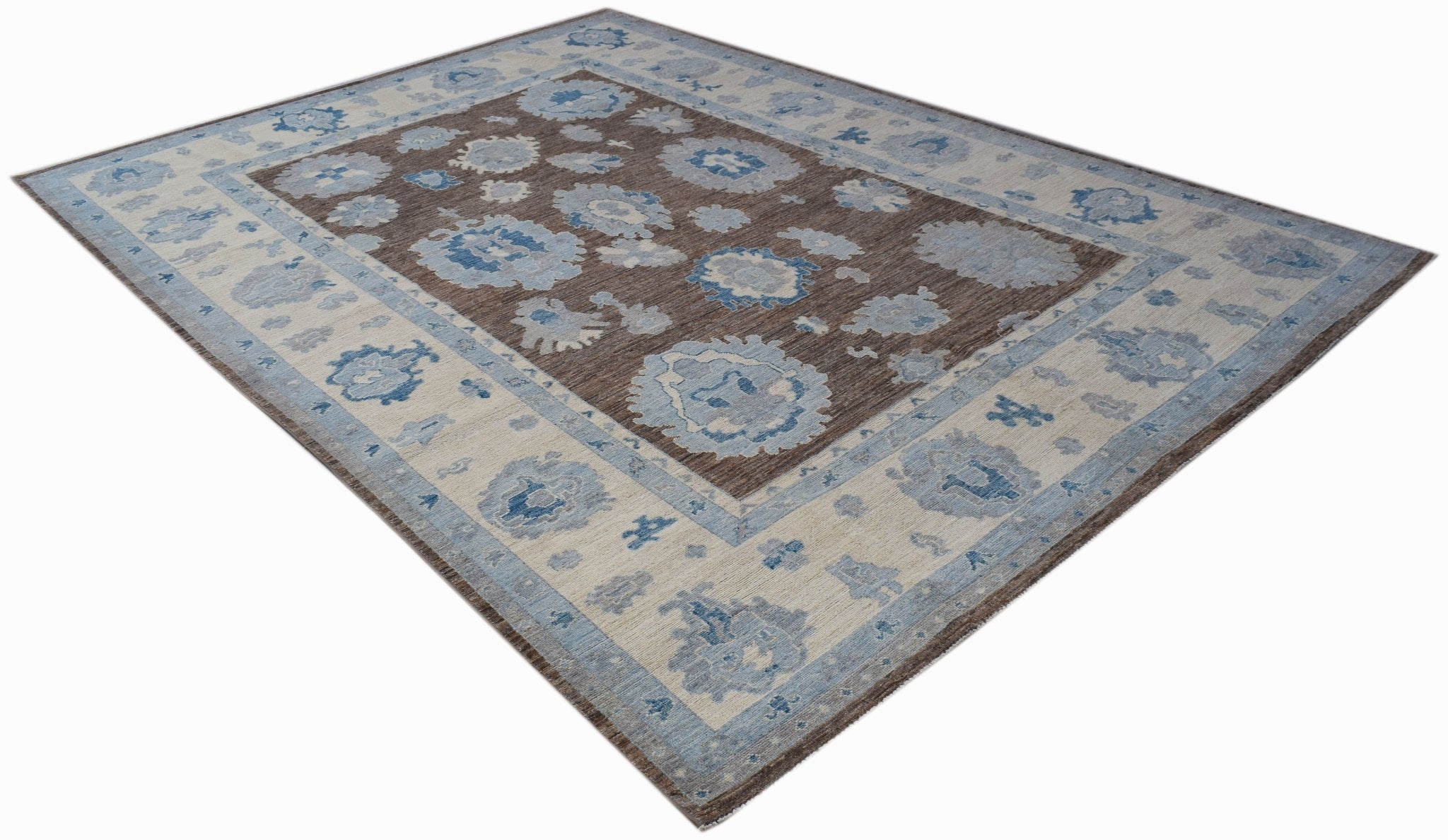 Handwoven Transitional Oushak Rug | 373 x 265 cm | 12'3" x 8'9" - Najaf Rugs & Textile