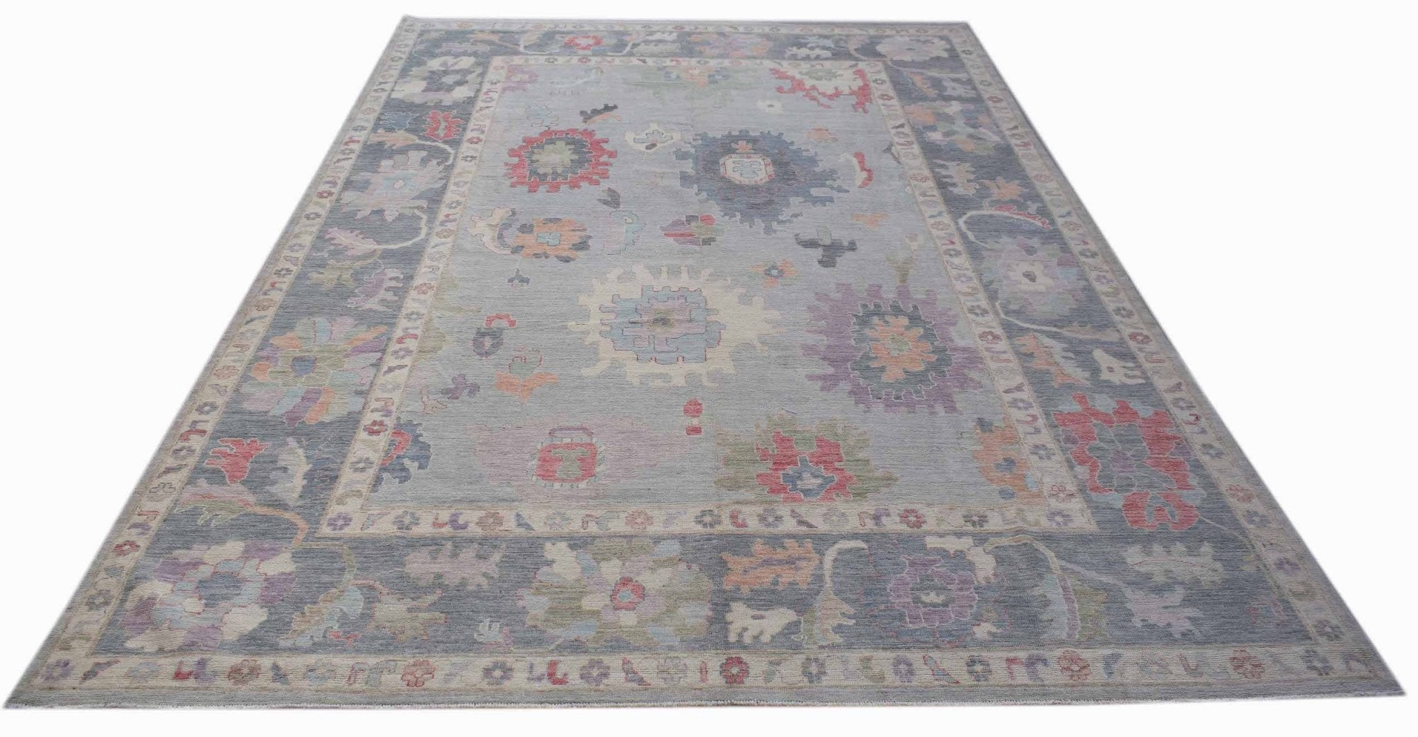 Handwoven Transitional Oushak Rug | 410 x 298 cm | 13'6" x 9'10" - Najaf Rugs & Textile