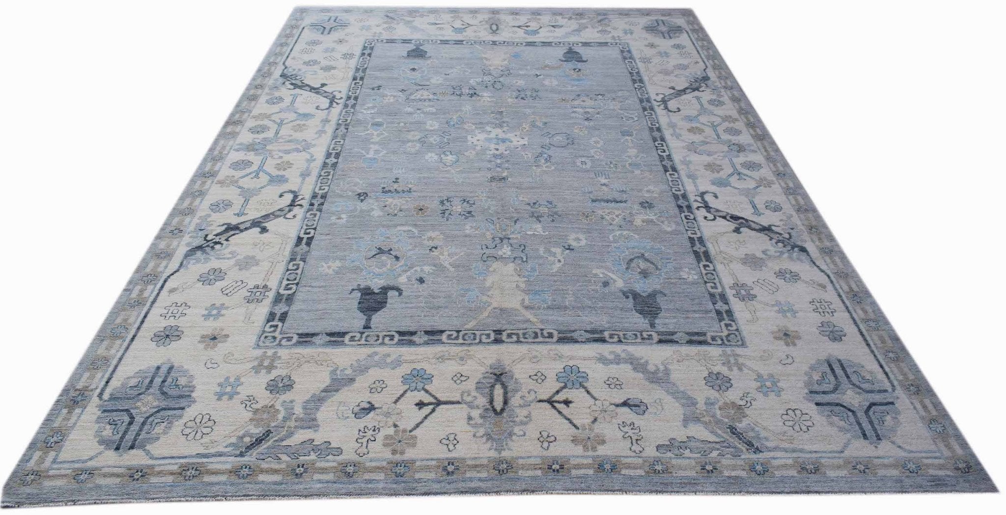 Handwoven Transitional Oushak Rug | 417 x 303 cm | 13'8" x 10' - Najaf Rugs & Textile