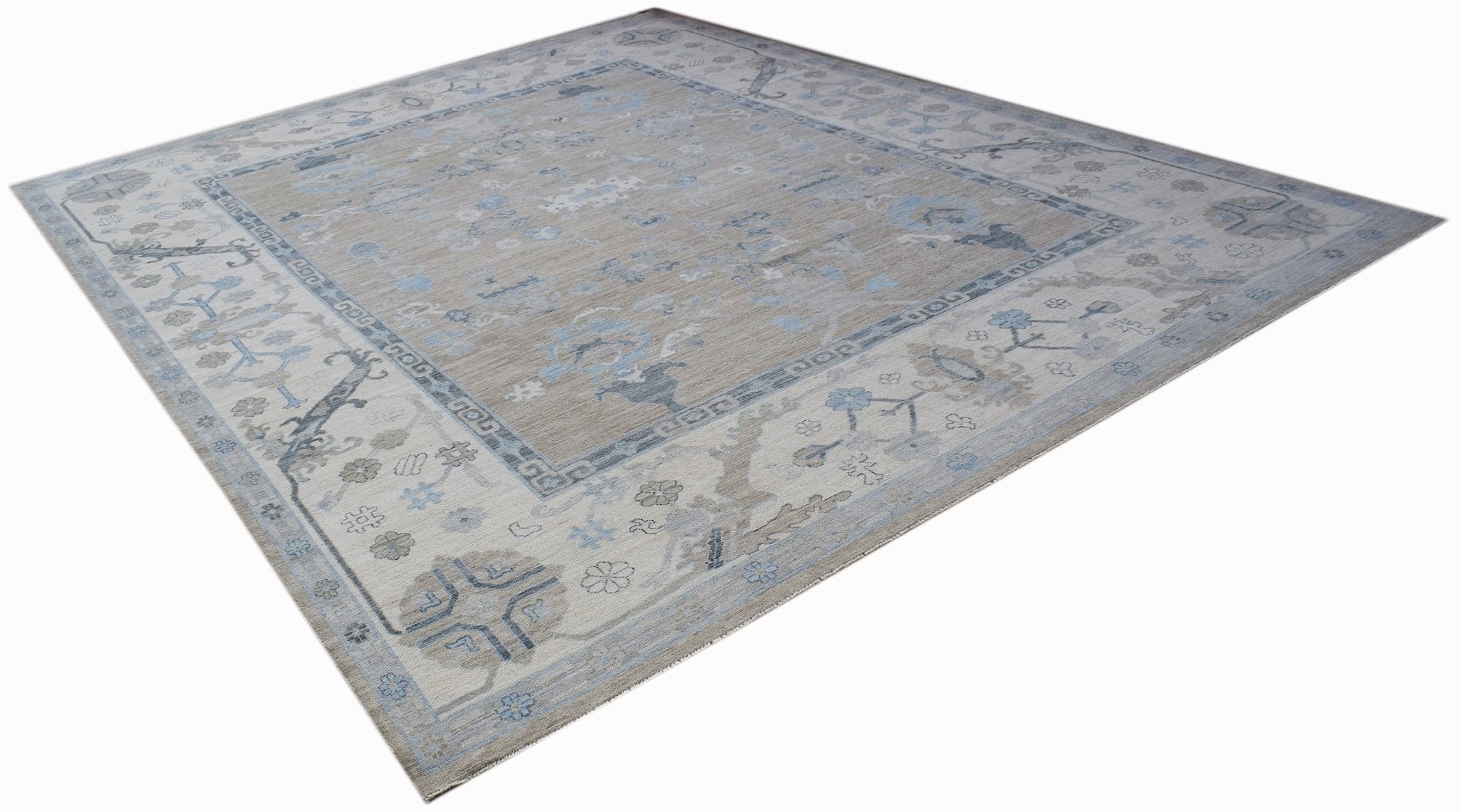 Handwoven Transitional Oushak Rug | 447 x 363 cm | 14'8" x 11'11" - Najaf Rugs & Textile